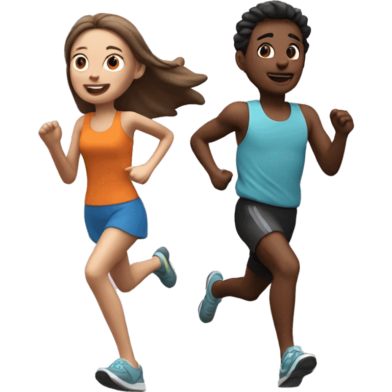 3d running girl and boy emoji