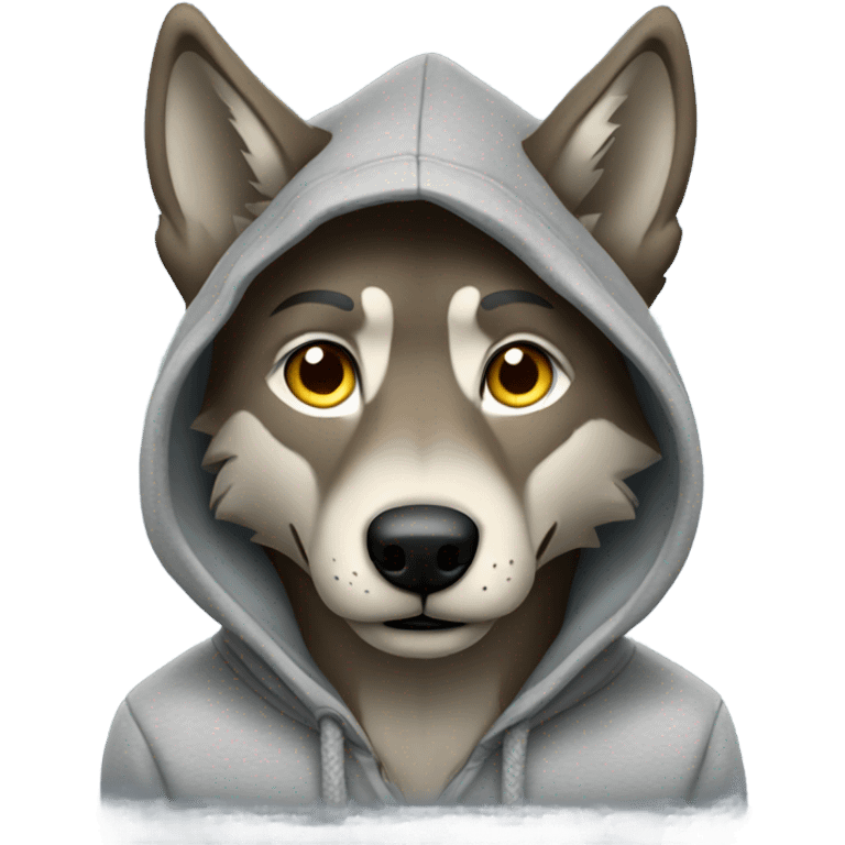 Wolf wearing a hoodie emoji