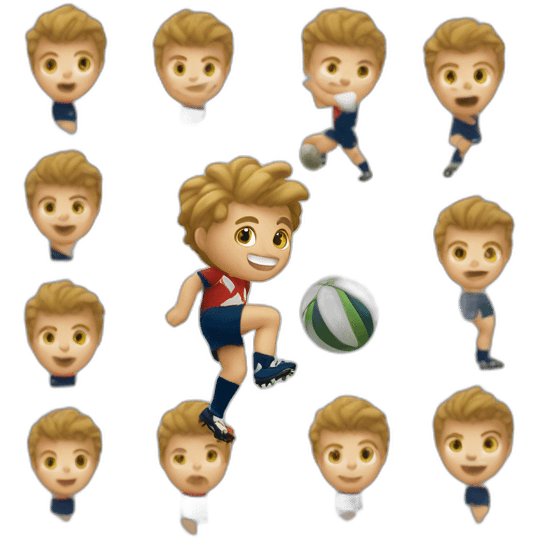 Young rugby player kicking a ball emoji