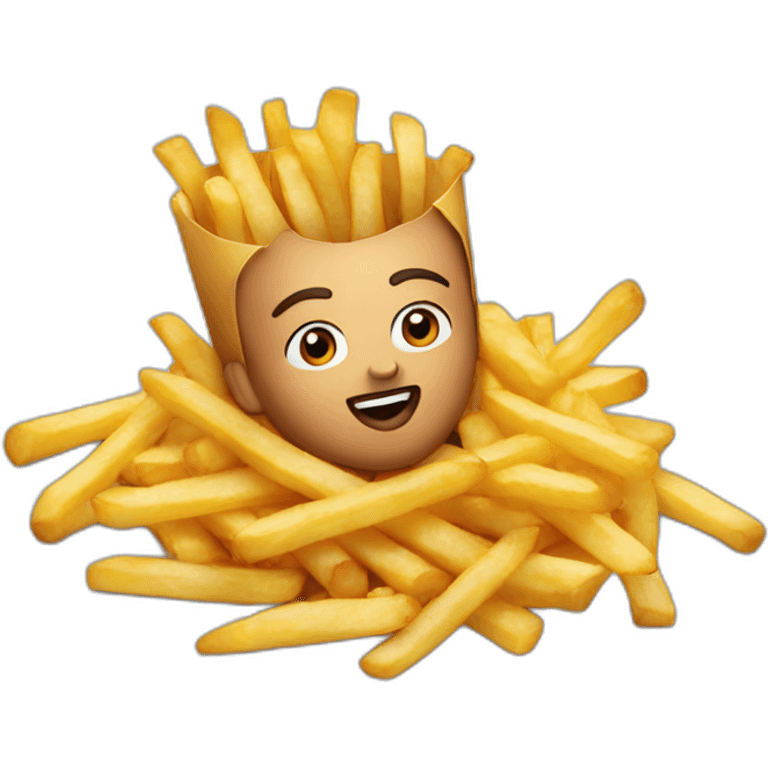 Singer laying in Frenchfries emoji