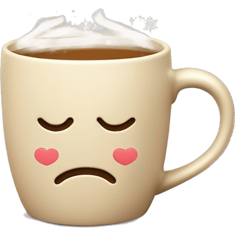 mugs with a hot drink decorated with snowflakes or a striped caramel stick. Steam rises from the mug in the shape of hearts. The color of the mug is warm beige emoji