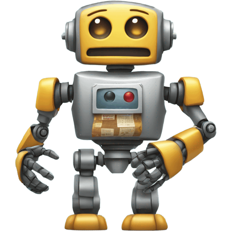 robot holding a movie slammer emoji