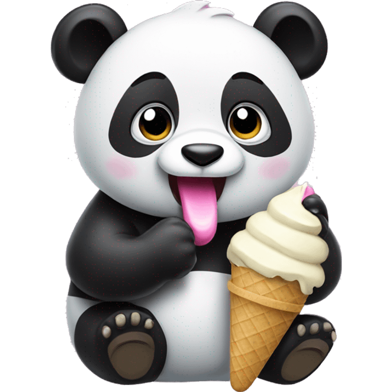 Panda eating ice cream emoji