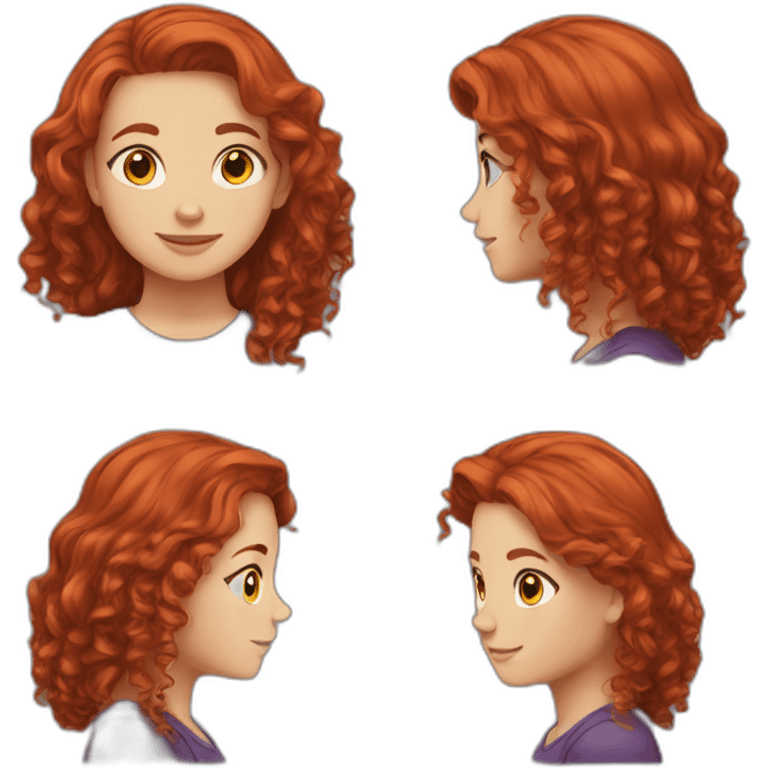 A teenagers girl with red wavy hair emoji