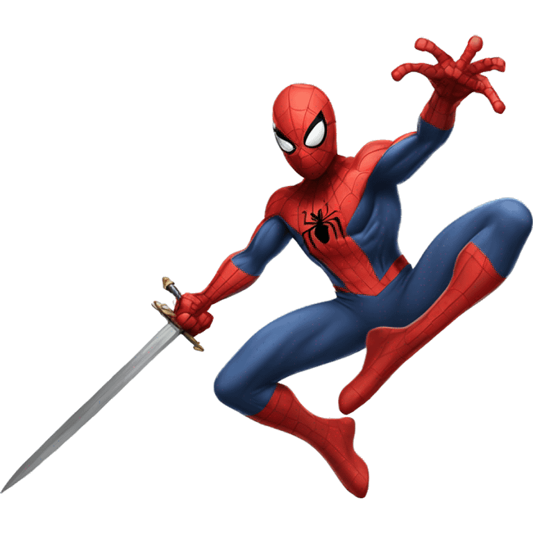 Spider-man with a BIG SWORD in a fighting pose emoji