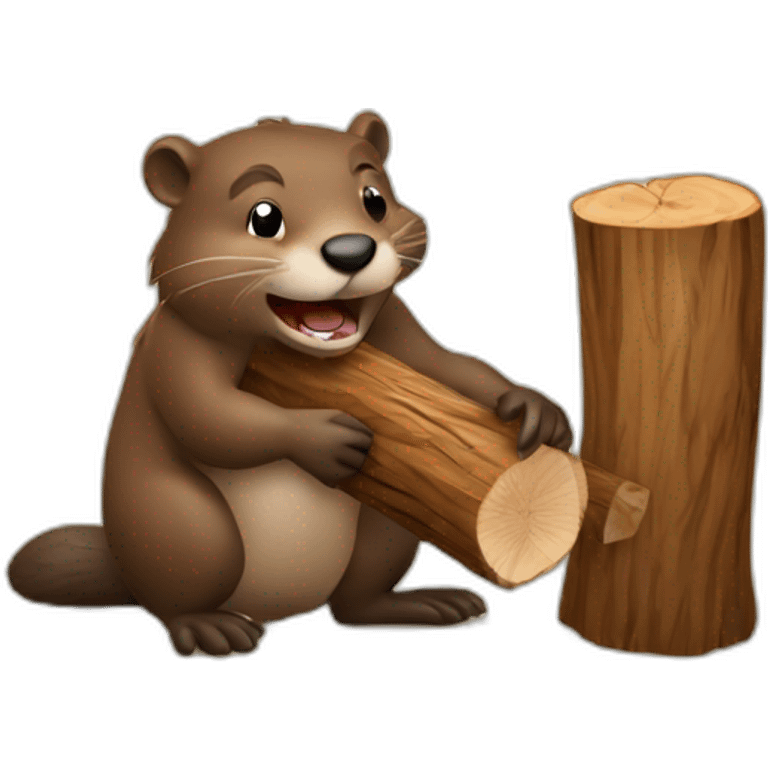 Beaver biting wood emoji