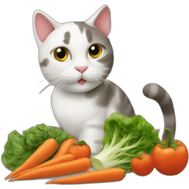 Cat cutting vegetables  emoji