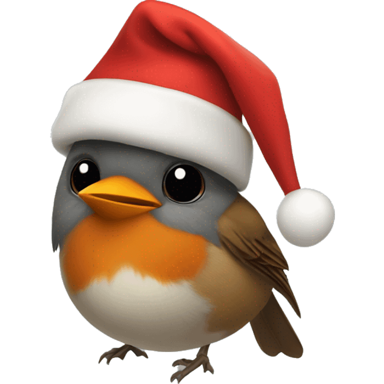 Robin in Xmas hat emoji