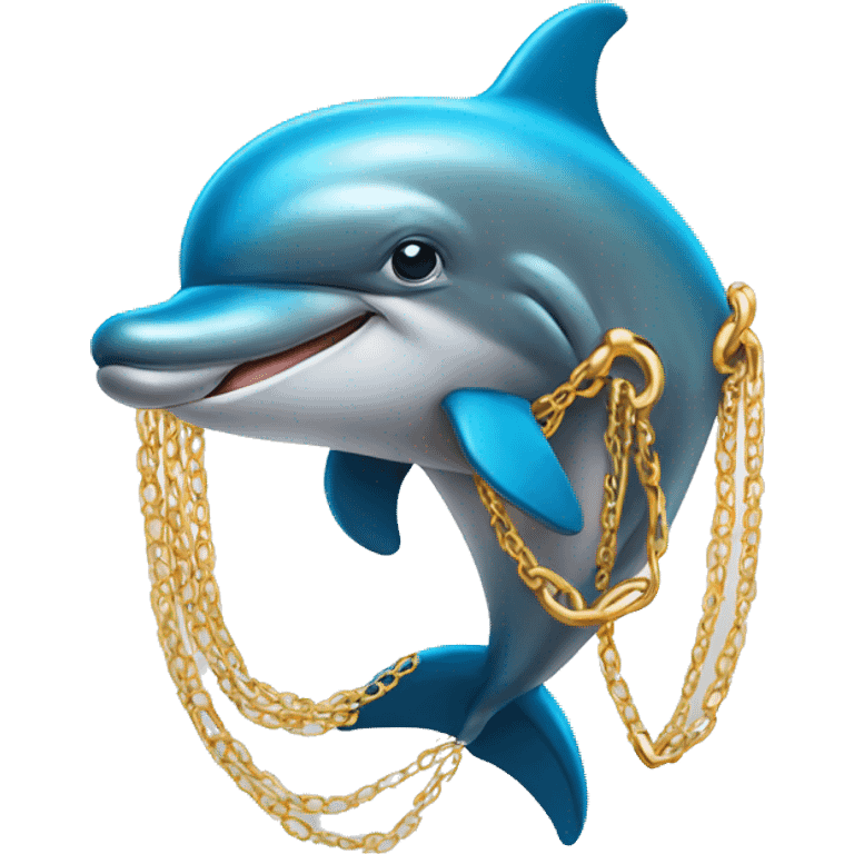 Dolphin wearing gold chains emoji