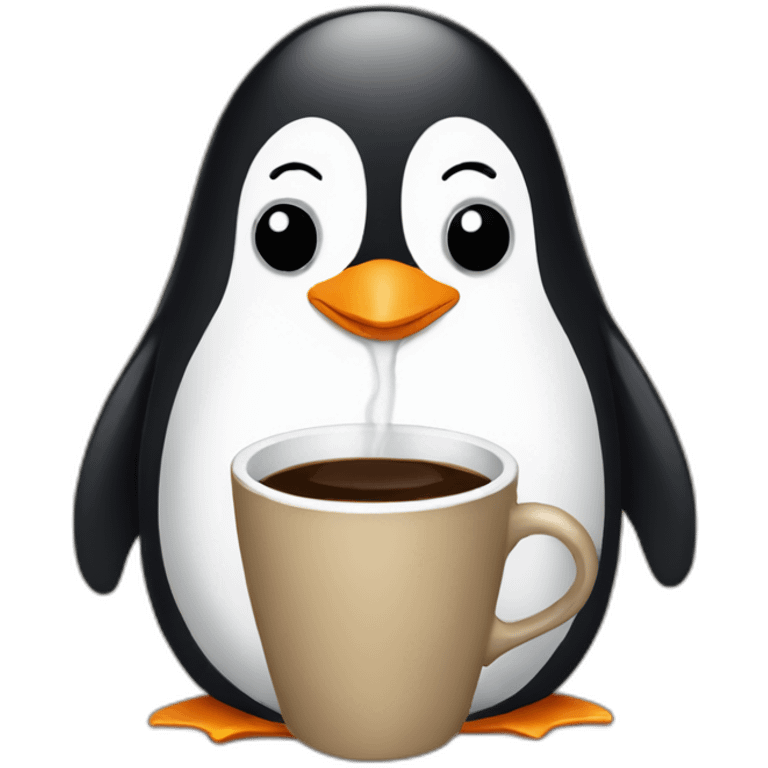 Penguin drinking coffee emoji