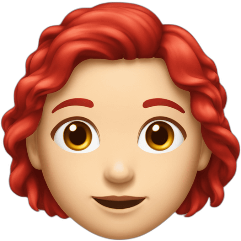 Menina caucasiana de cabelo vermelho longo liso piscando emoji