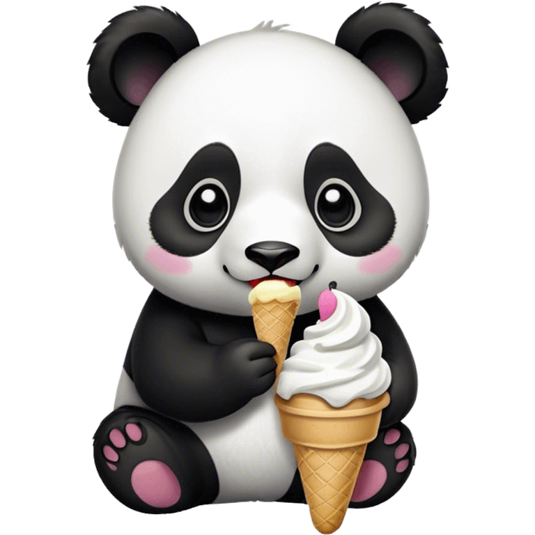 Panda eating ice cream emoji