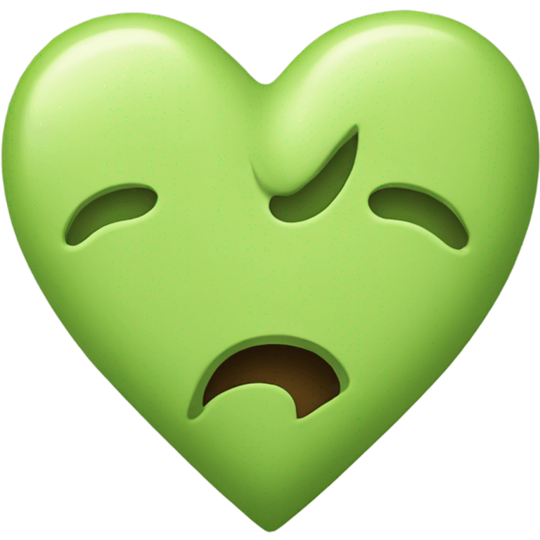 pistachio green colour broken heart. No face  emoji