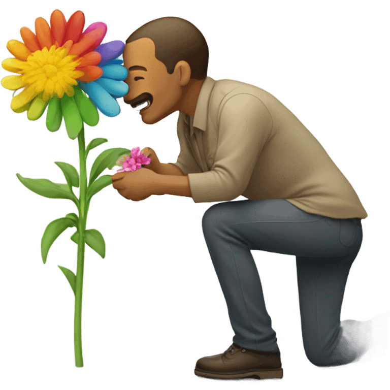 Guy sniffing flower  emoji