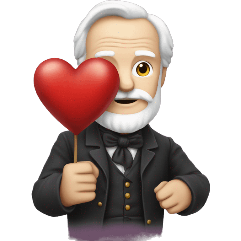 Victor Hugo holds a heart in his hand emoji