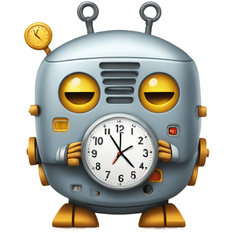 cute robot holds the clock emoji