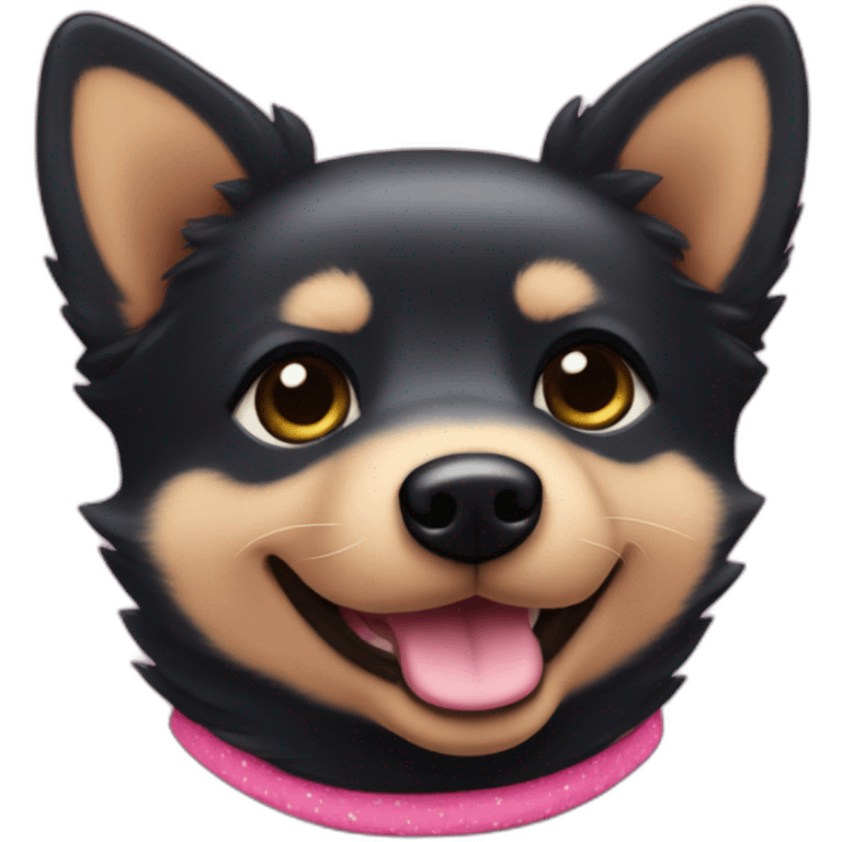 black schipperke that only have black short hair and who wears a pink bandana around his neck emoji