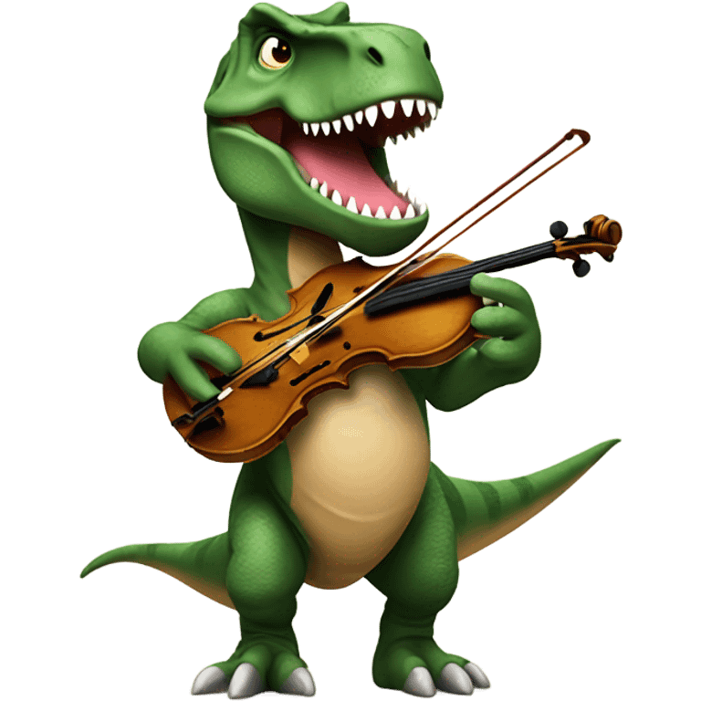 T-Rex playing the violin emoji