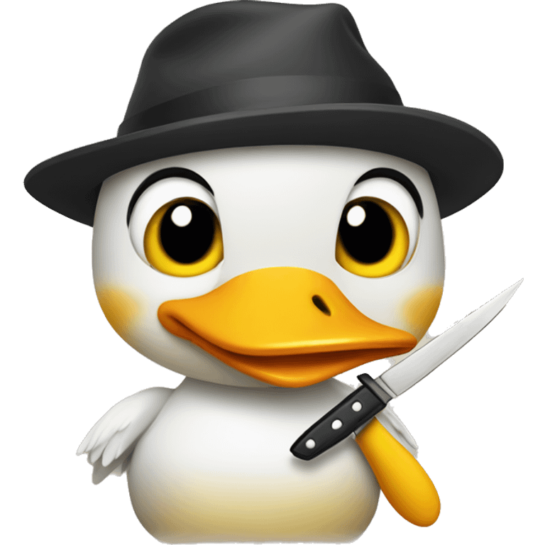 Cute Duck with knife emoji