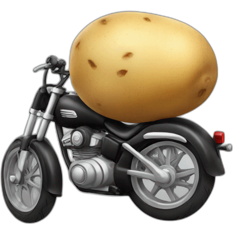 a potato equipped like a biker emoji