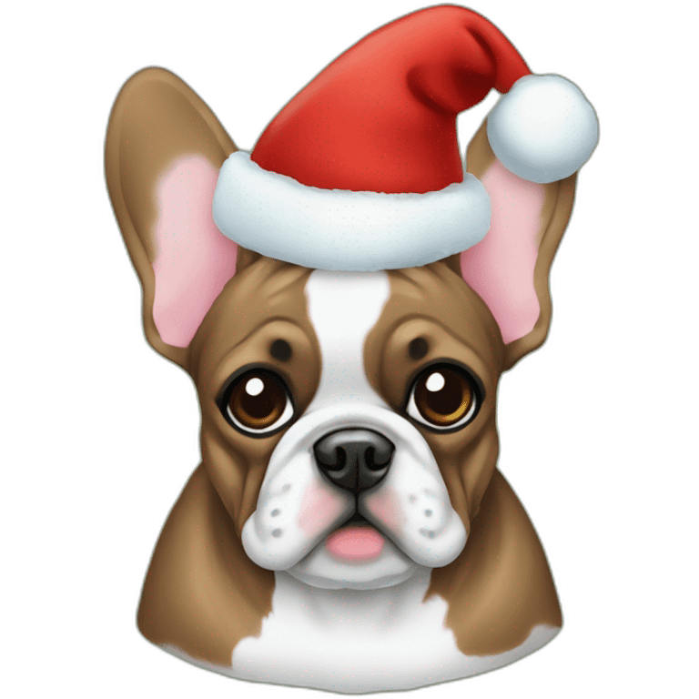 brindle frenchie christmas hat emoji