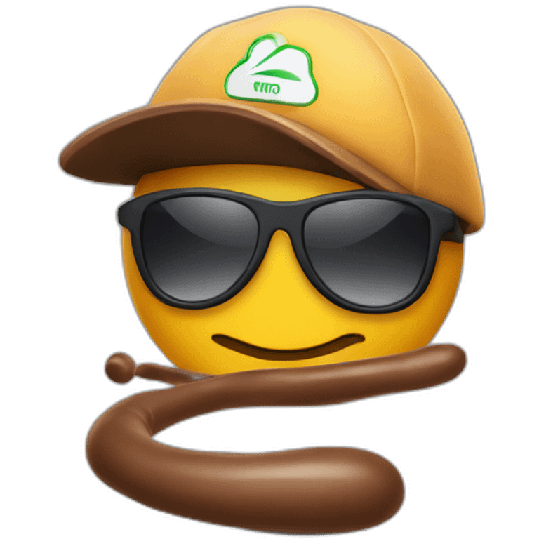 Happy Poop in sport sunglasses and sport cap emoji