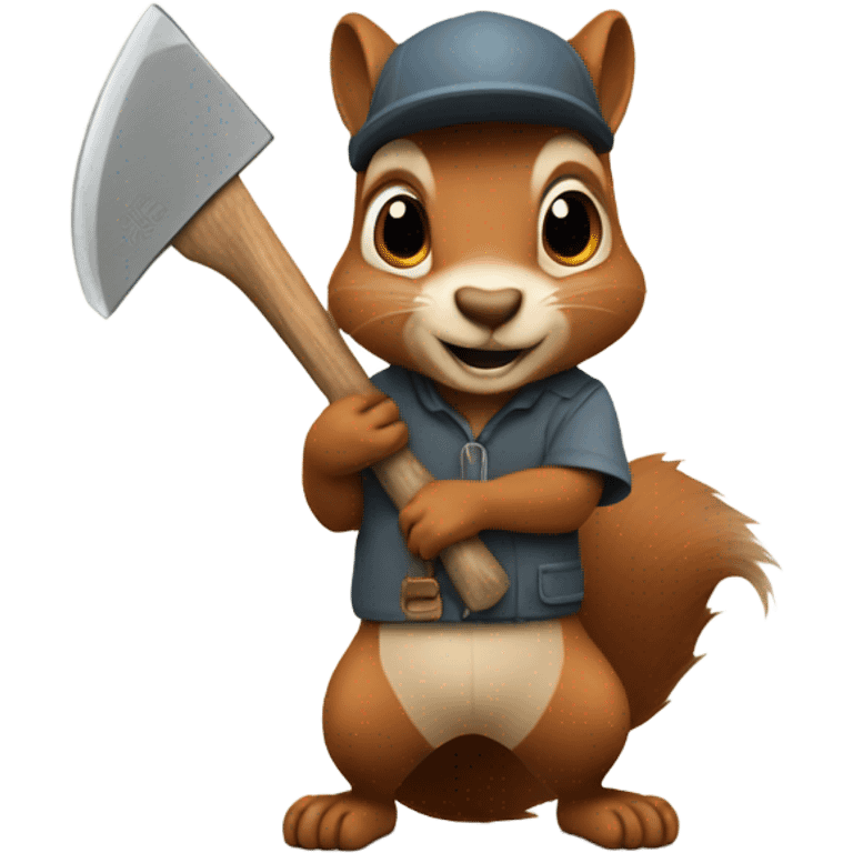 Squirrel using a hatchet emoji