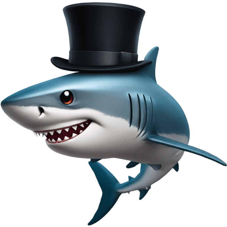 Shark with a top hat emoji