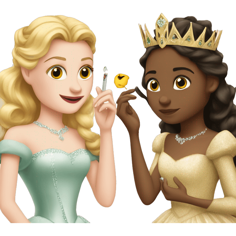 Glinda and elfaba with cig emoji