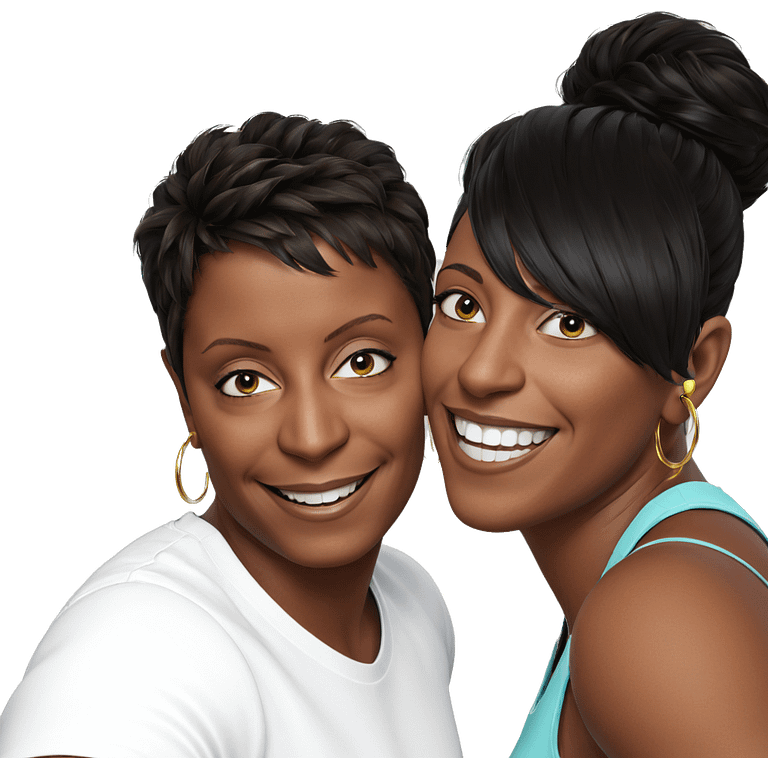 smiling couple with hoop earrings emoji