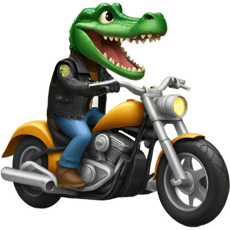 Alligator riding a motorcycle  emoji