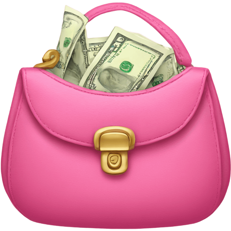 Pink cash in a pink purse  emoji