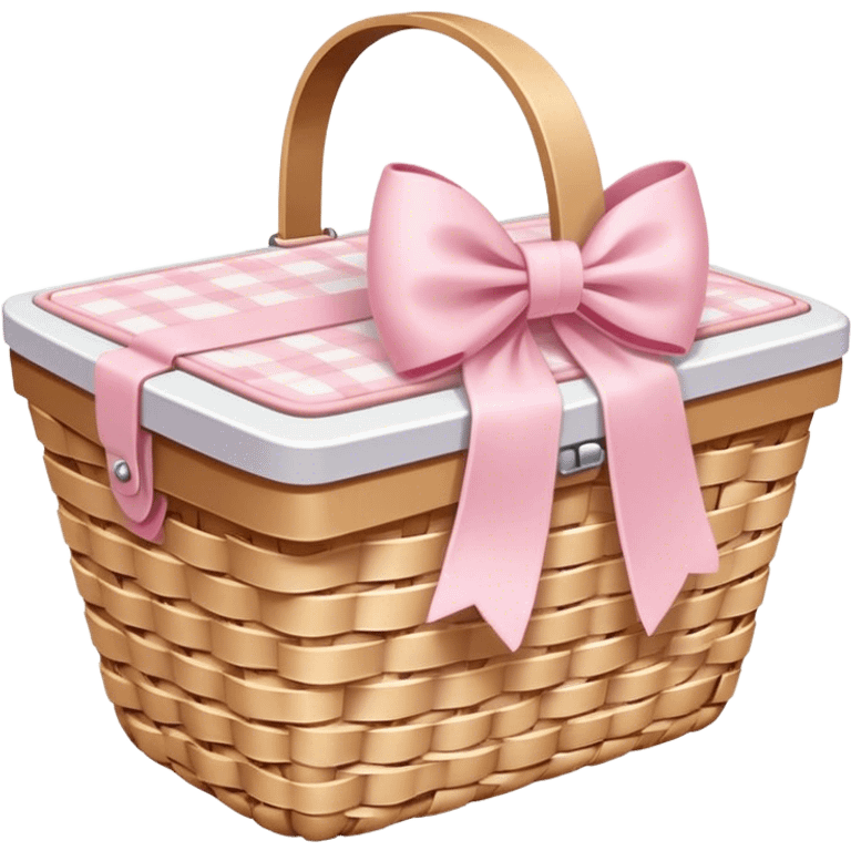 White Picnic basket with light pink bow emoji