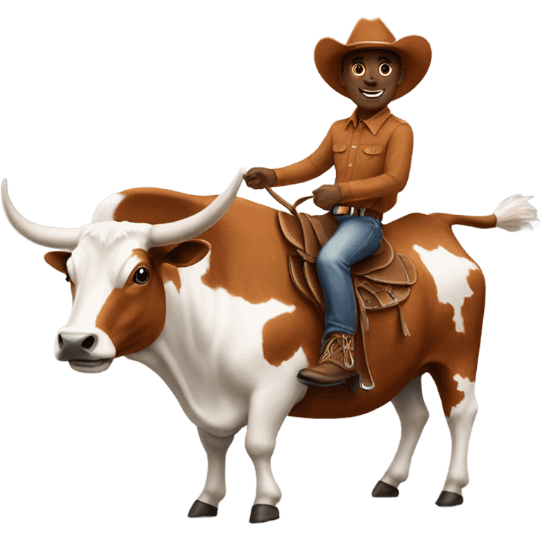 Longhorn mascot riding a buckeye emoji