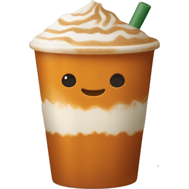 Starbucks pumpkin spice latte with the cute autumn stranucks cup emoji