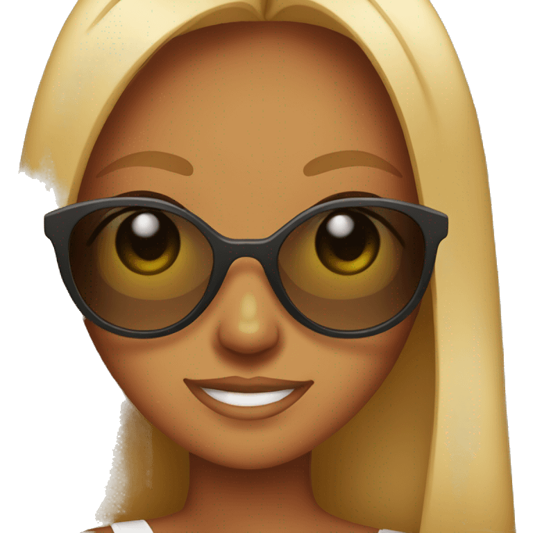 tanned girl with sunglasses emoji