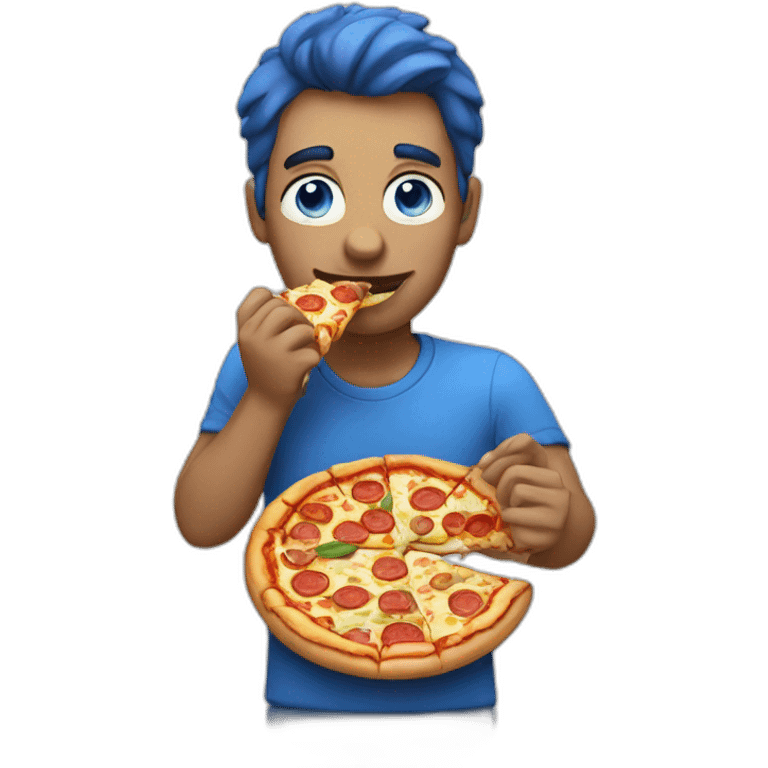 blue eyes man eating pizza emoji