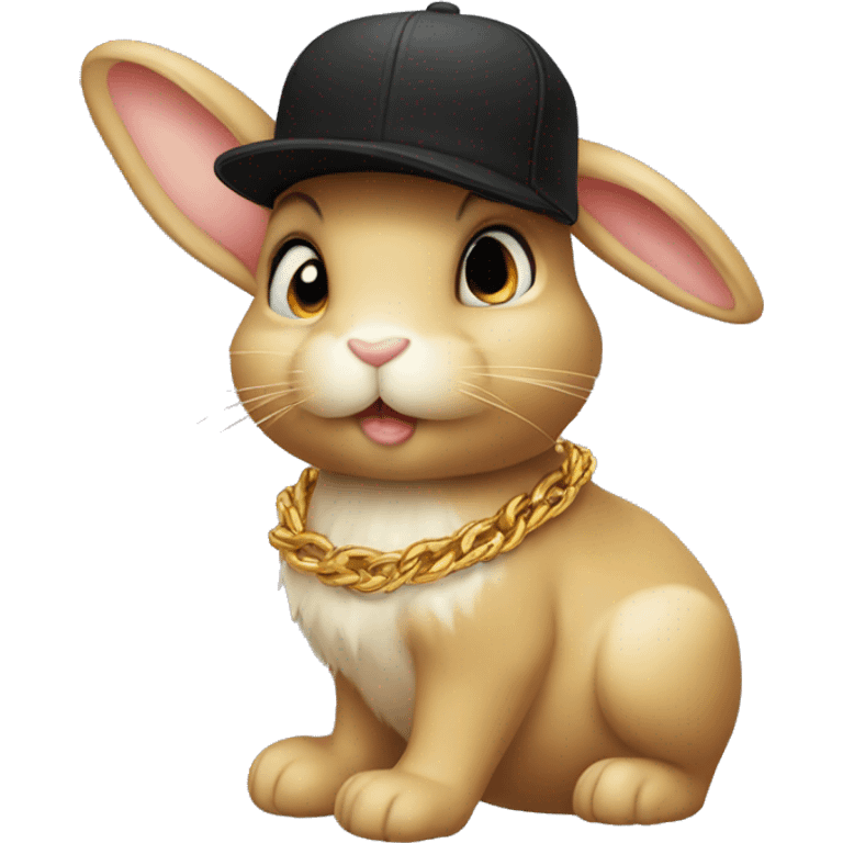 a bunny with a black cap and golden necklace emoji