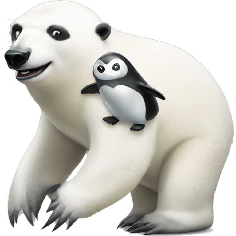 Penguin riding a polar bear  emoji