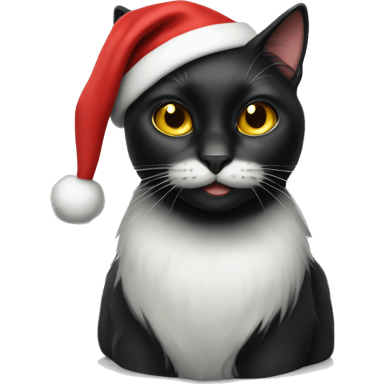 Black cat wearing Santa hat  emoji