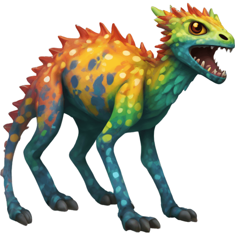 a colorful edgy vernid-fionbri-creature with splash patterns full body emoji