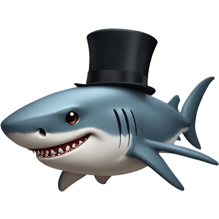 Shark with a top hat emoji