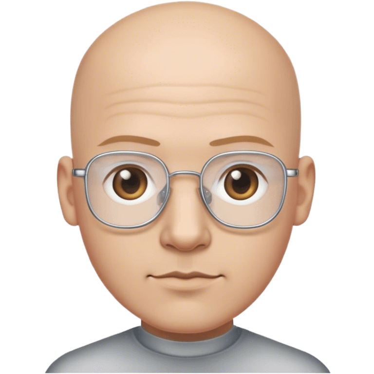 bald male groom with rectangle silver metal wire frames emoji