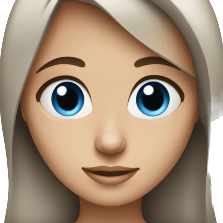 Brunette girl, blue eyes, works on a MacBook emoji