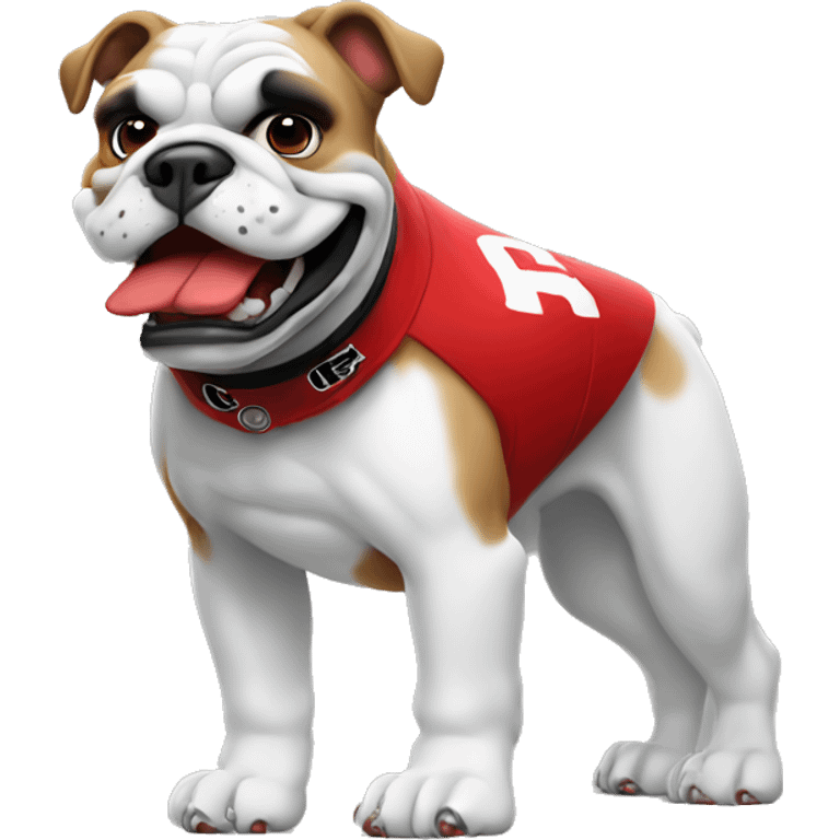 white UGA Georgia bulldog with a football and a red collar  emoji