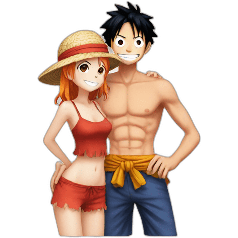 Luffy with Nami cute emoji