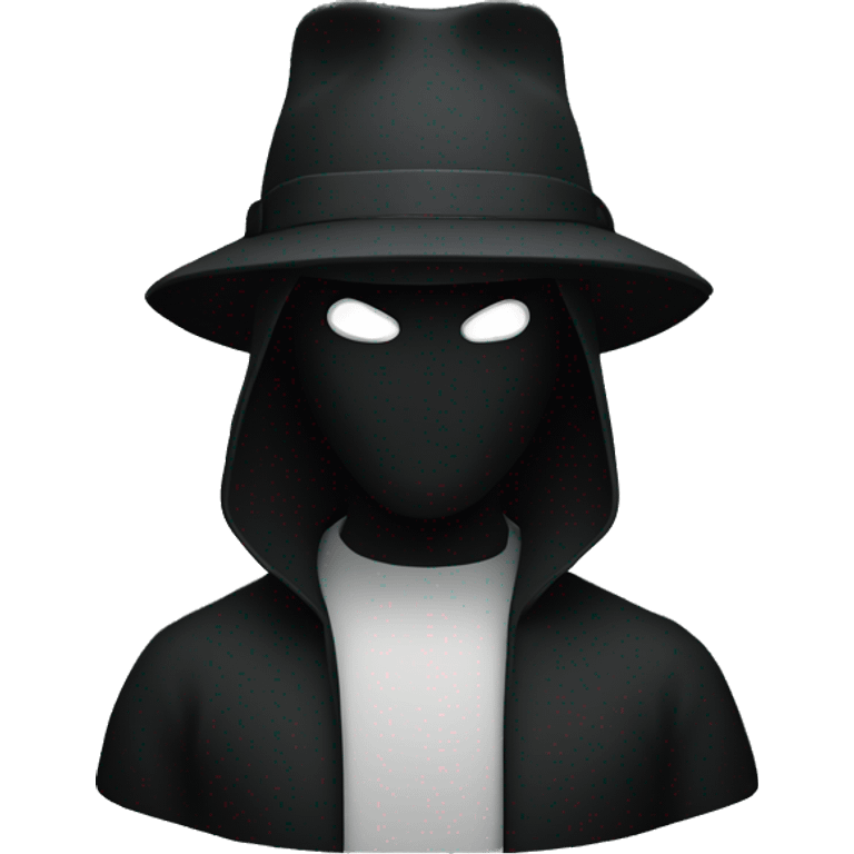 Black hat hacker with code background emoji