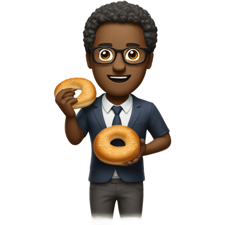 Bagel man stealing vibes with glasses emoji