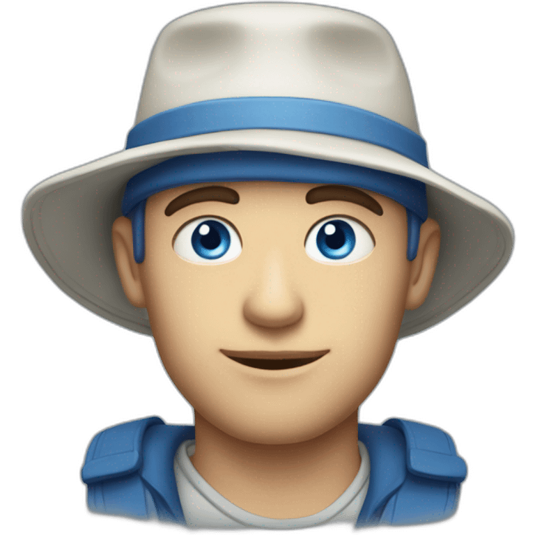 bastien bricout with blue fisherman's hat and bleu eyes emoji