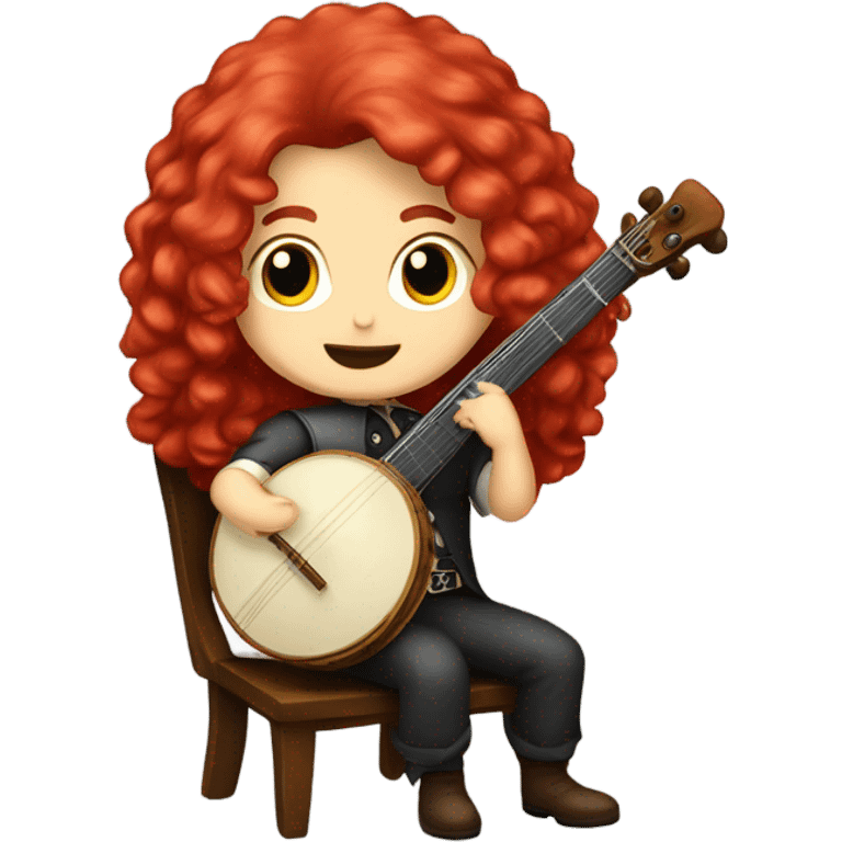 Antonio Vivaldi Red haired wig chibi sitting chair banjo emoji